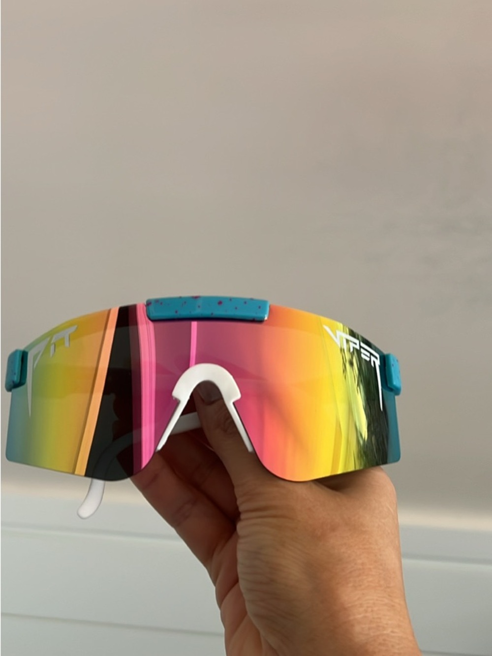 Youth Pit Viper Mirrored Shield Sunglasses - Pink/Yellow/Blue